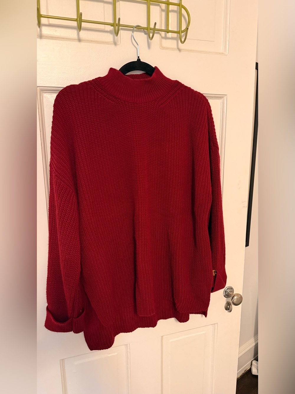 Red Women's Mock Neck Sweater